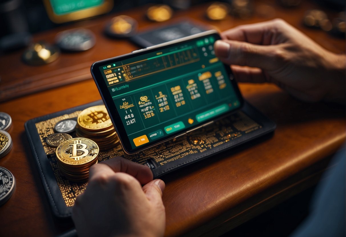 A person sets up a crypto wallet, learning casino basics