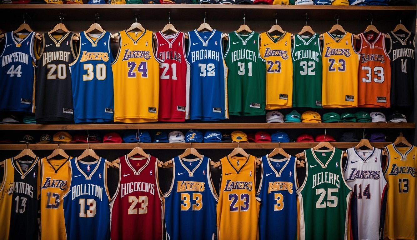 A display of top NBA jersey picks on sale, featuring discount basketball jerseys