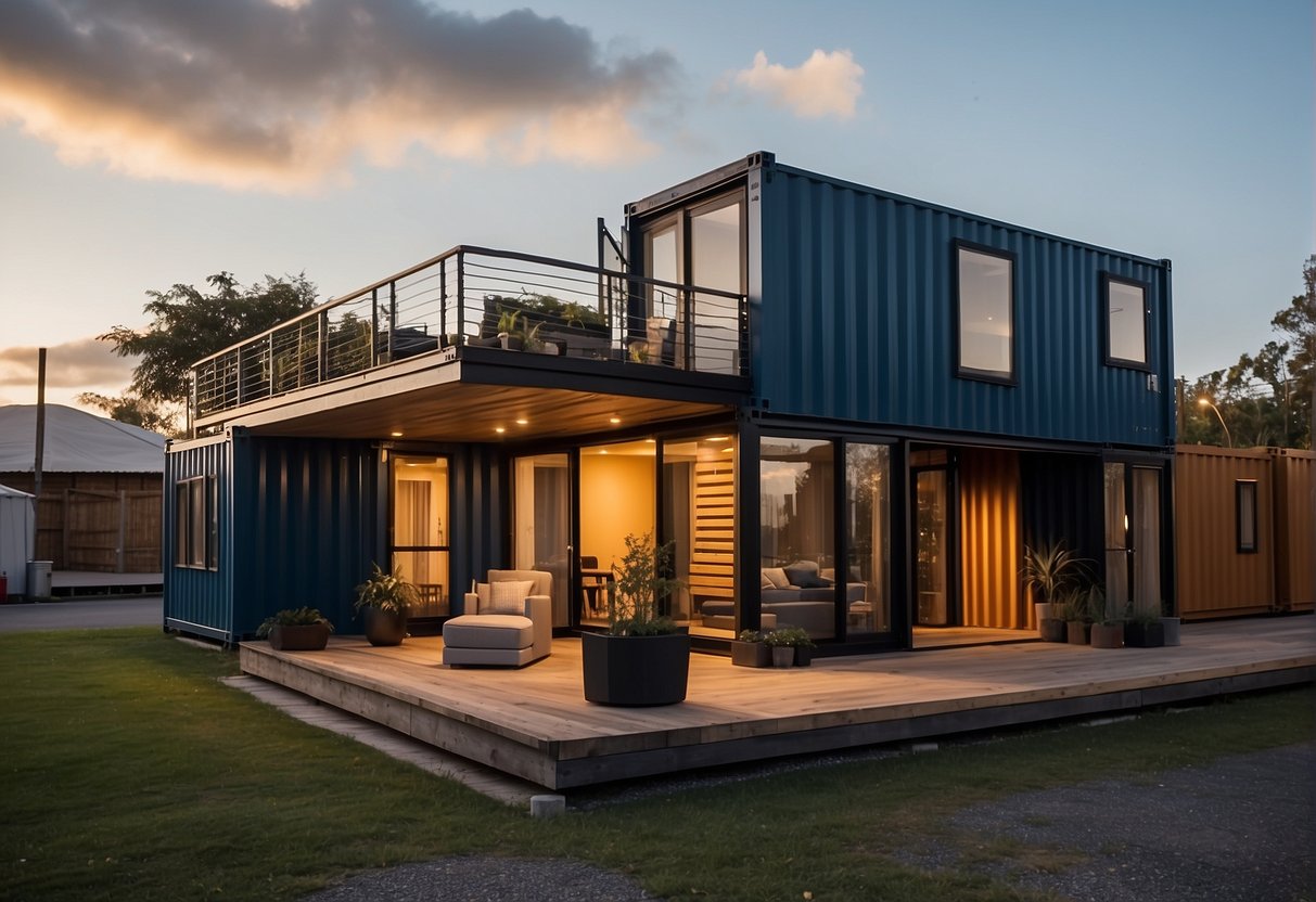 Shipping container houses withstand earthquakes with innovative features. Additions like reinforced foundations and flexible building materials protect inhabitants