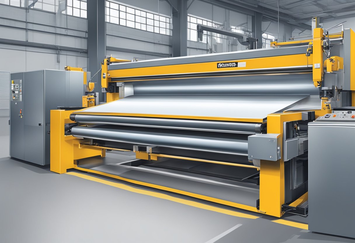 Machines cut, shape, and bond aluminum sheets with insulation material to create insulated panels