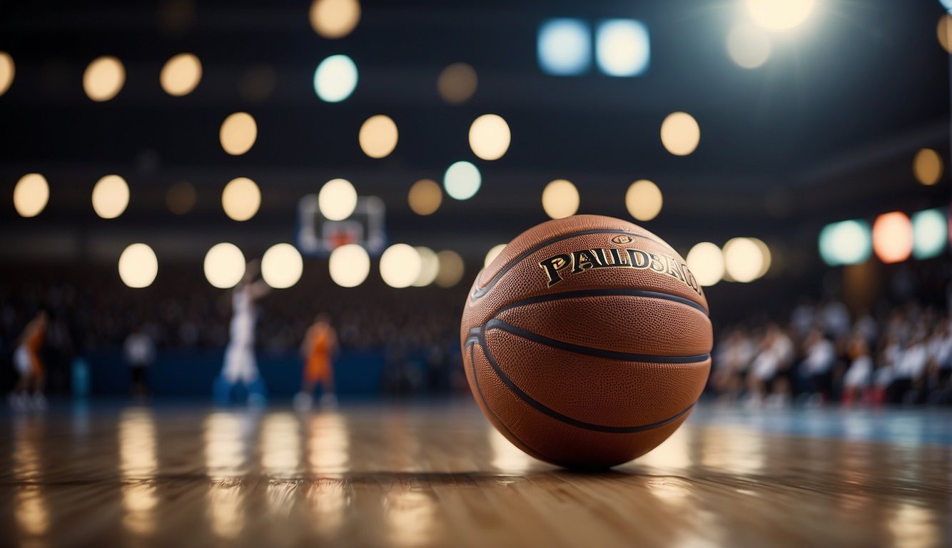 A basketball court with a hoop, ball, and players moving and shooting in Scratch