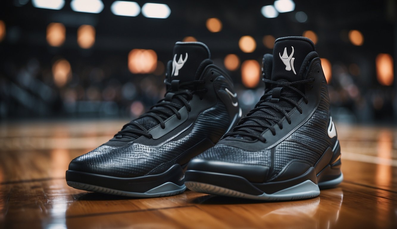 A pair of basketball shoes with a sleek, low-cut design and responsive cushioning. The shoes should have durable materials and a grippy outsole for quick cuts and agile movements on the court