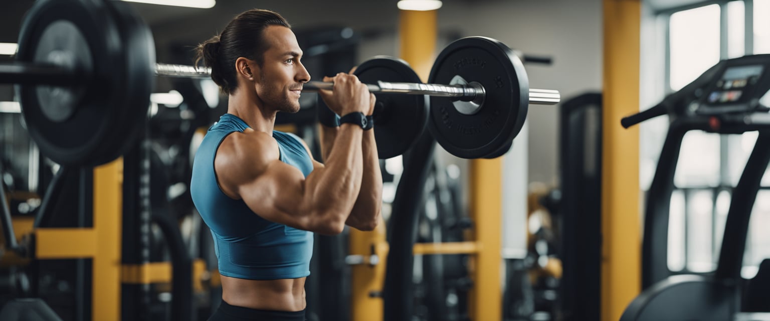 A person and a personal trainer working out in a gym, with the trainer providing guidance and motivation