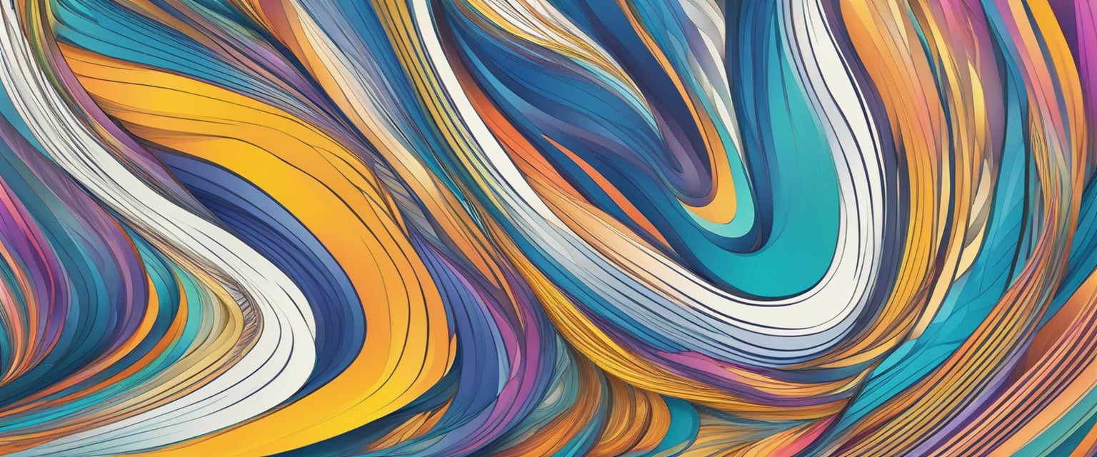 Vibrant colors swirl and converge, forming intricate patterns and shapes on the blank paper. Lines and curves dance with energy, creating a sense of movement and power