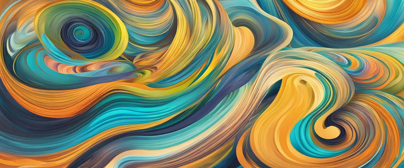 Vibrant energy swirling, forming shapes and patterns on paper