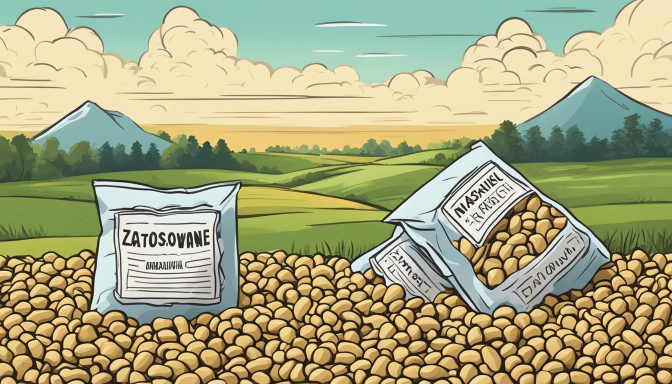 A pile of peanuts with text "Zastosowanie i Korzyści Zdrowotne Orzechów Arachidowych" in the background