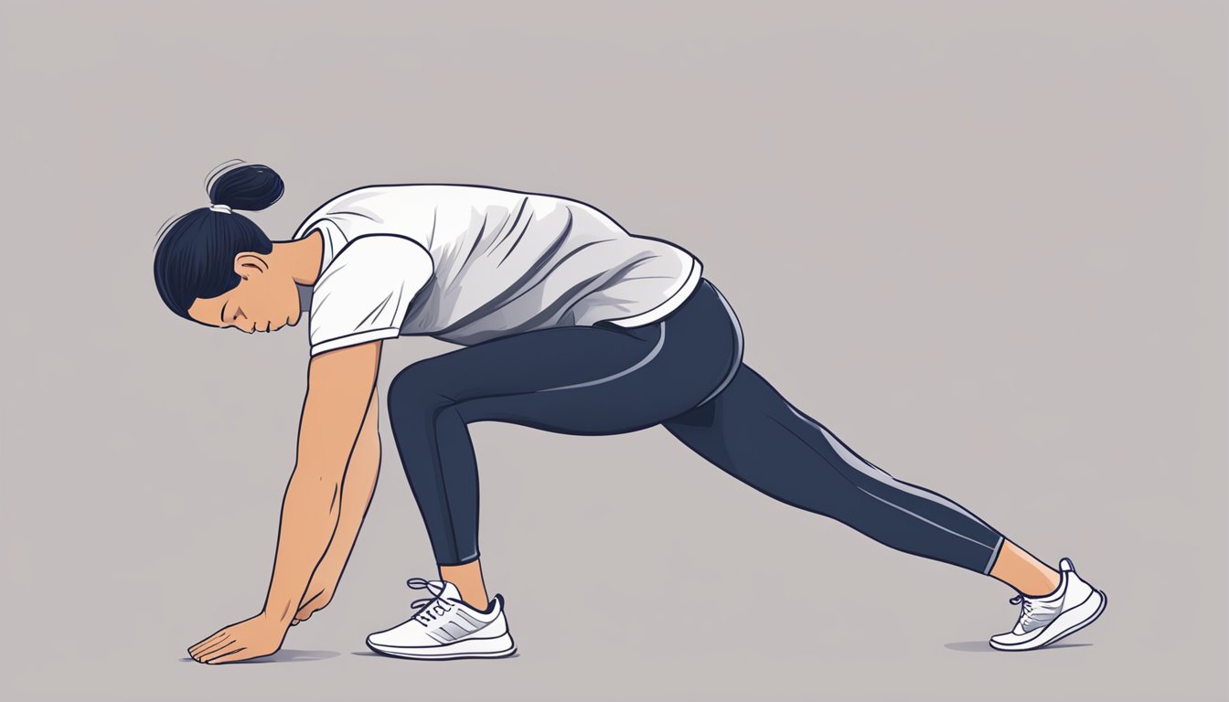 A person stretching before a run, warming up to improve flexibility