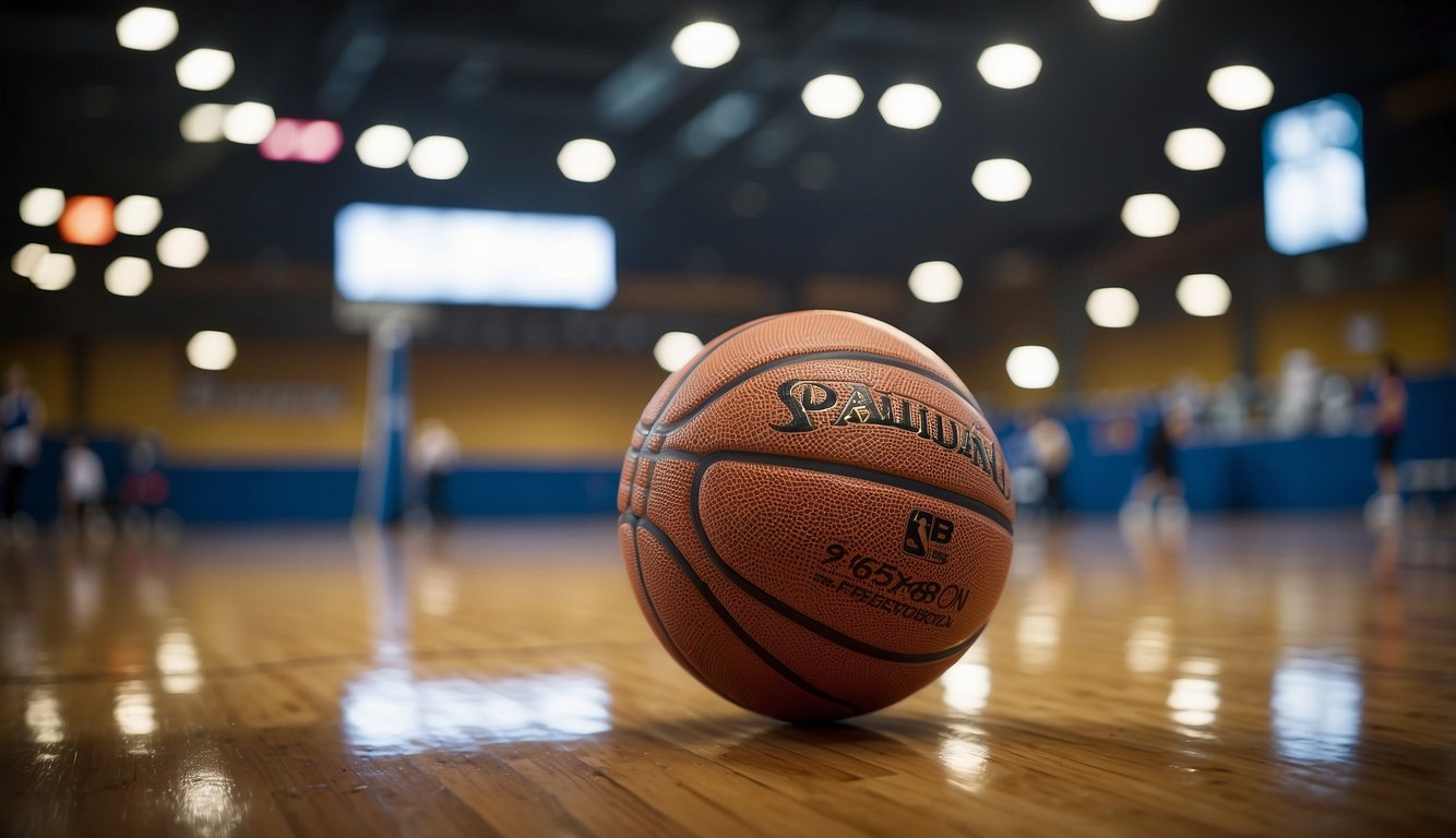 A regulation basketball, 29.5 inches in circumference, being shot with proper shooting technique