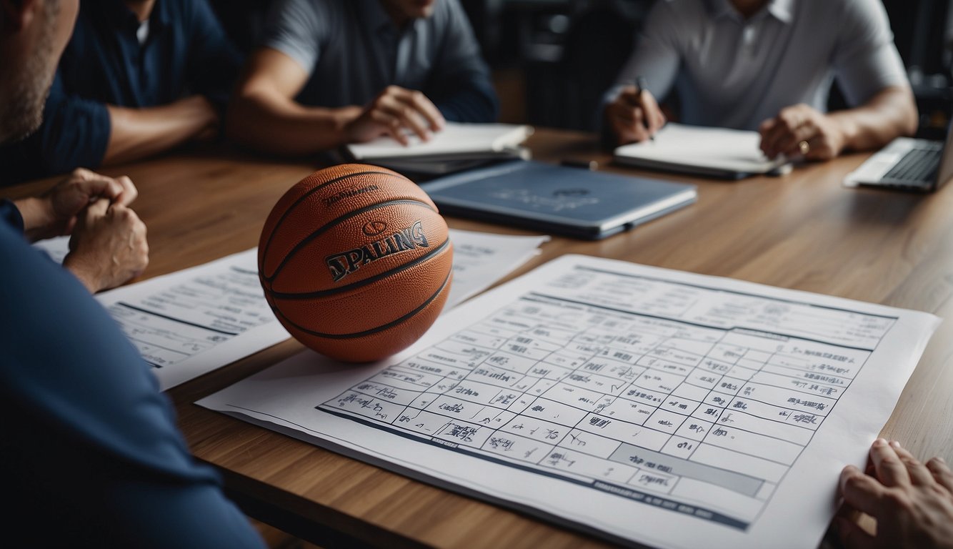 A basketball manager organizes team schedules, strategizes game plans, and oversees player development