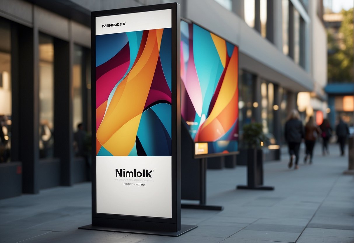 A modern, sleek Nimlok display with clean lines, bold graphics, and vibrant colors. The design exudes professionalism and sophistication, drawing in passersby with its visually striking aesthetic