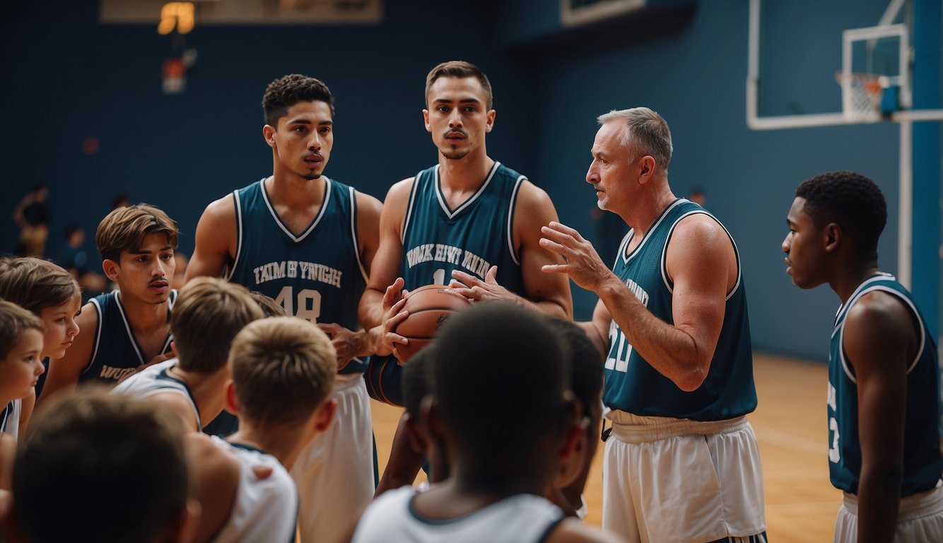 A coach instructs players on starting an AAU basketball team