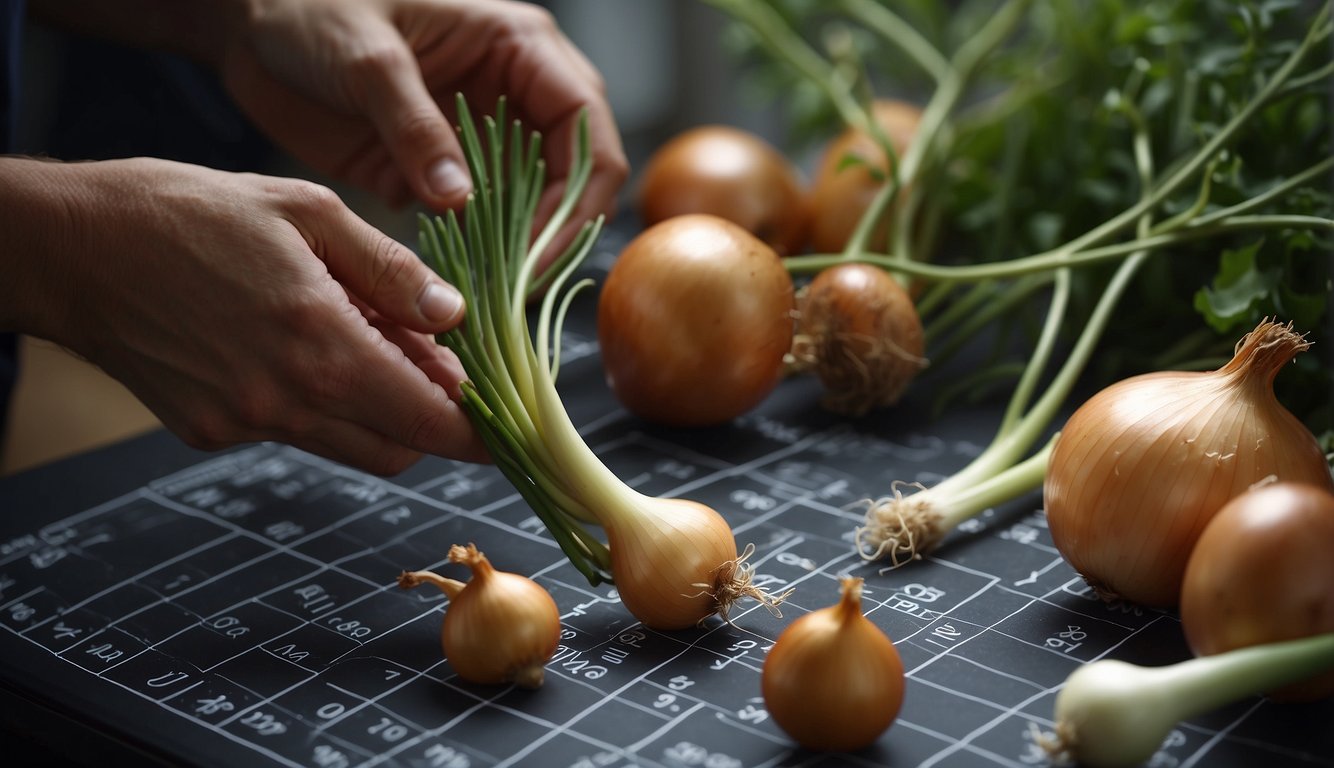 A botanist labels an onion as a vegetable in a scientific classification chart