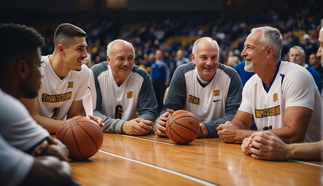 Coaches and players brainstorming senior night basketball celebration ideas