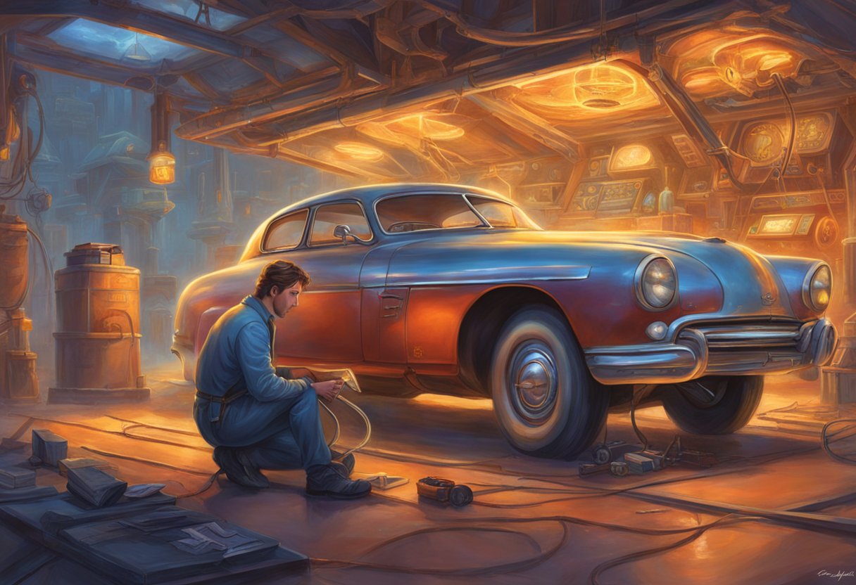 A mechanic examines a vehicle's diagnostic port with a scanner, troubleshooting the U0101 code for lost communication with the TCM