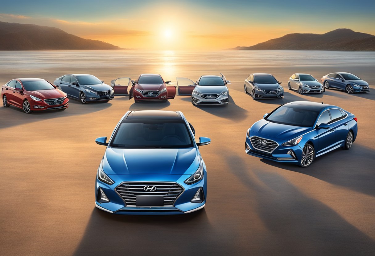 The Hyundai Sonata and its competitors lined up side by side, showcasing their features and specifications for a detailed comparison