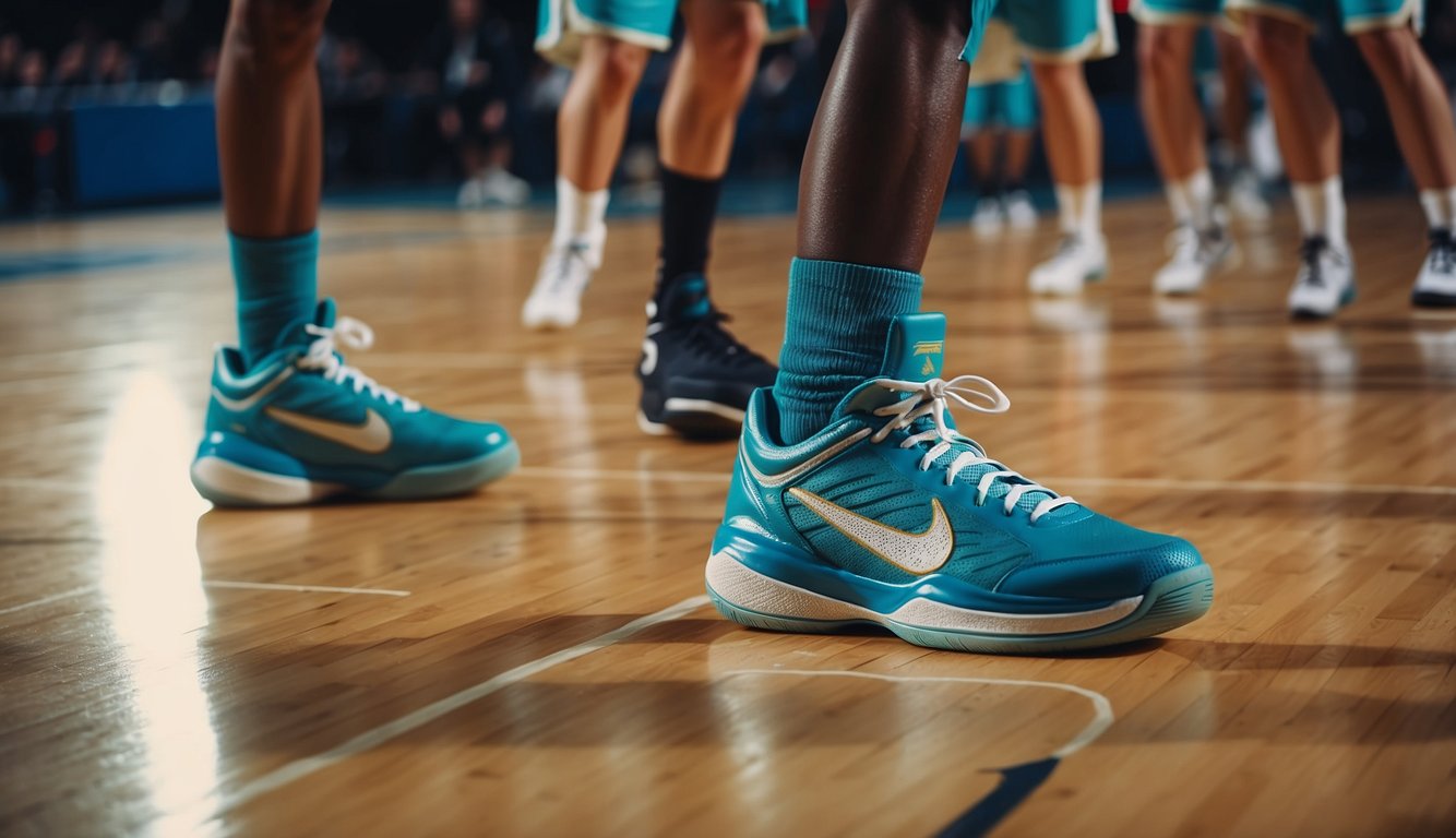 Players dribble, shoot, and pass on a vibrant court. The sound of sneakers squeaking fills the air as they compete with passion and determination