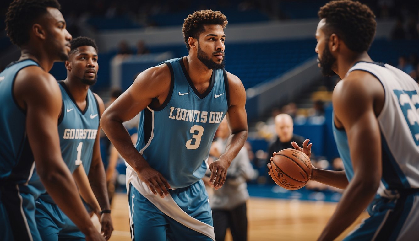 Players practicing communication, cooperation, and leadership on the court