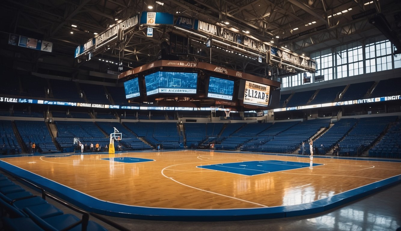 A basketball arena in Kansas City with membership and passes displayed at the entrance