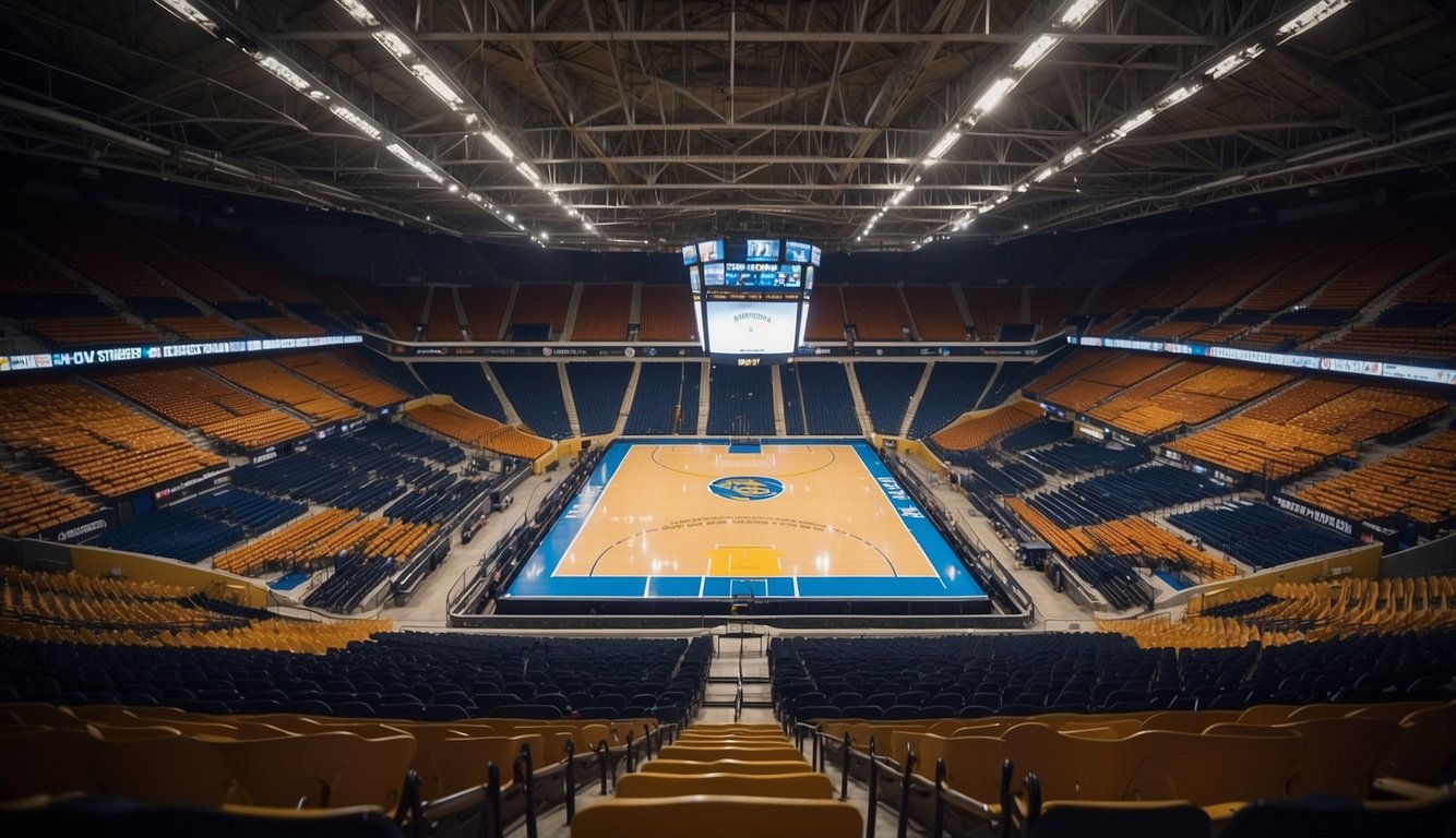 A basketball arena in Kansas City with surrounding supporting facilities