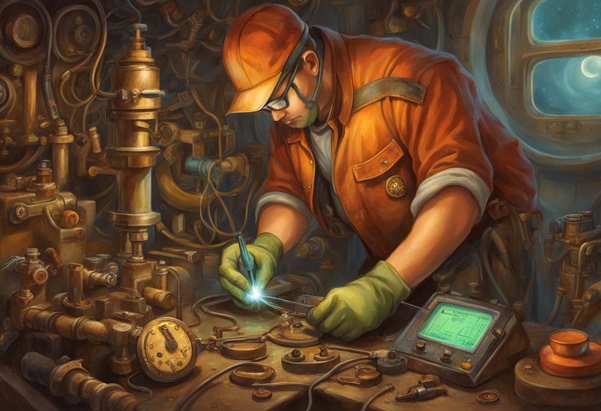 A mechanic checks EGR valve connections with a multimeter and inspects for any signs of corrosion or damage