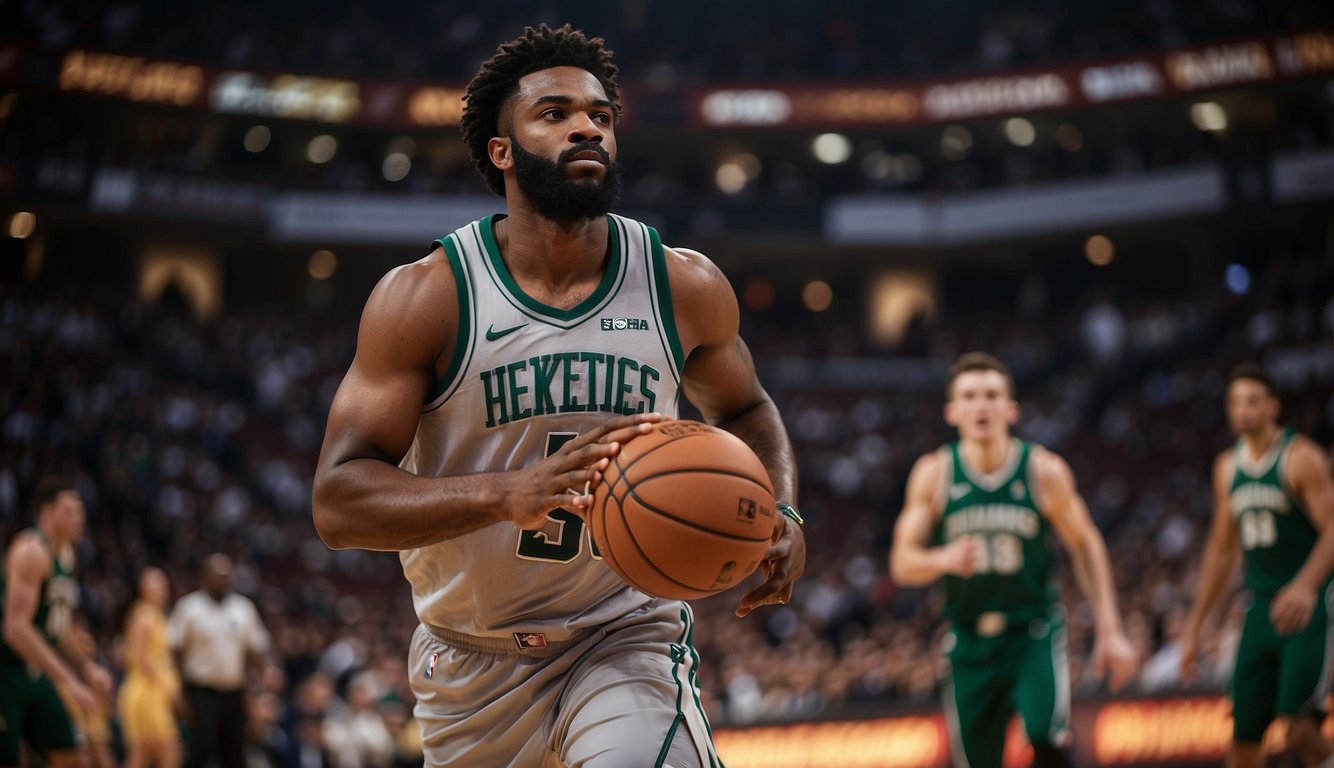 Zeke dribbles down the court, eyes focused on the hoop. His teammates cheer from the sidelines as he makes a game-winning shot