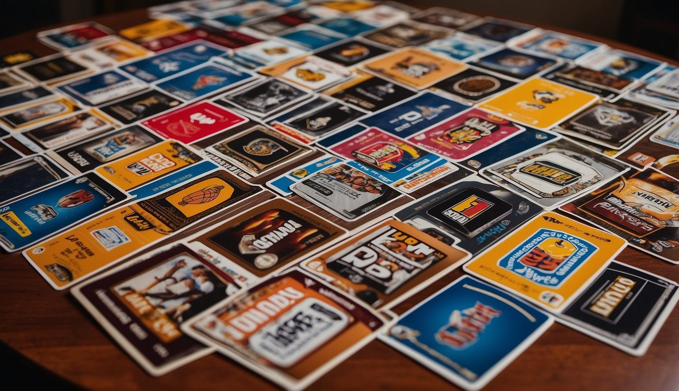 A stack of basketball cards from top brands like Upper Deck and Panini, with their logos prominently displayed, arranged on a table