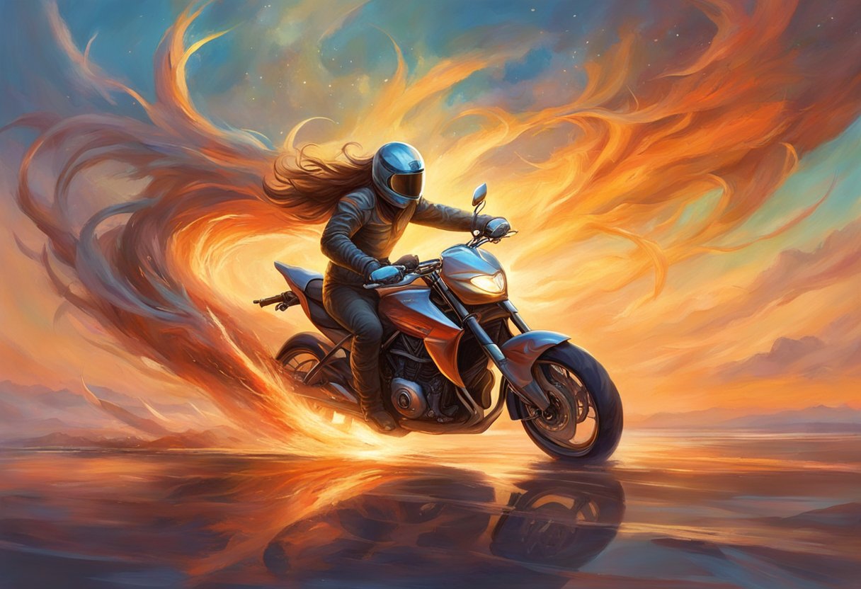 The motorcycle is jerking during acceleration, with the rider struggling to maintain control. The transmission is the focus of troubleshooting and diagnosis