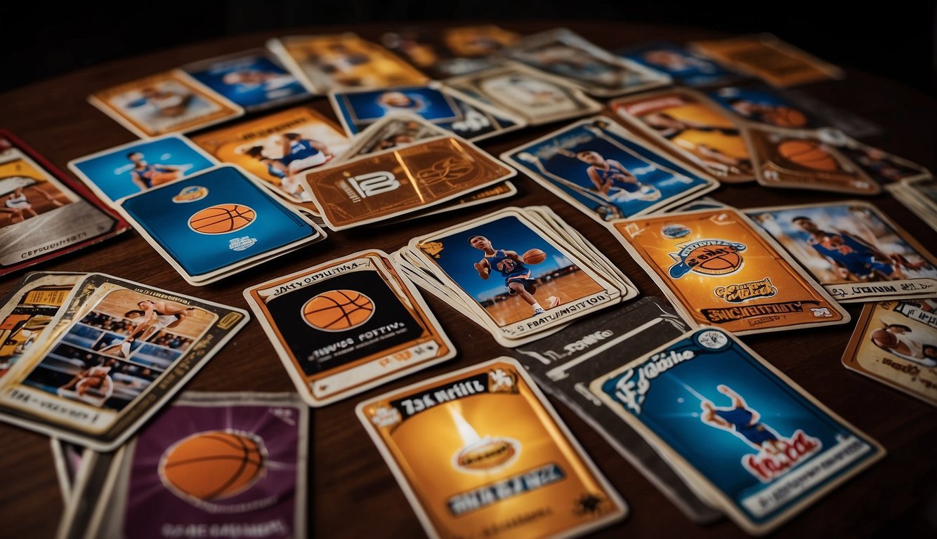 A stack of basketball cards from various brands, with a spotlight on the most valuable ones