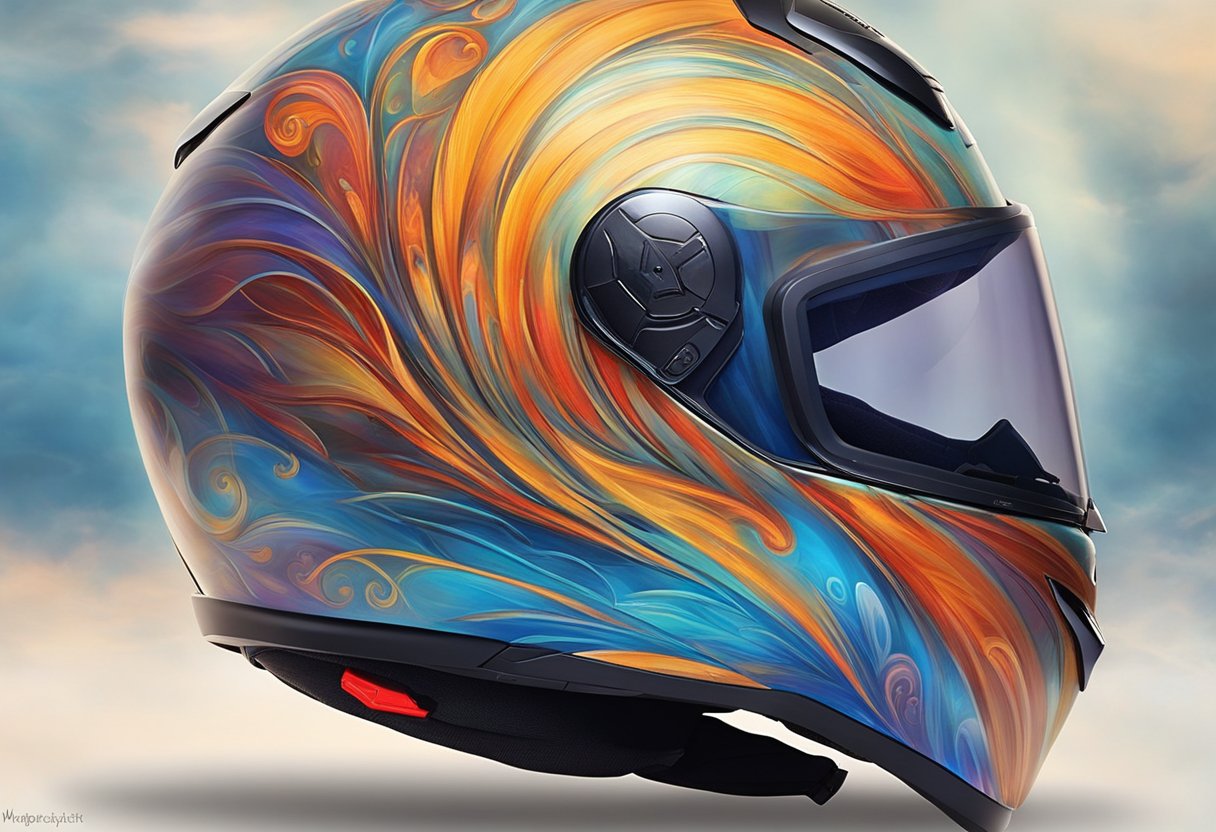 A motorcycle helmet with built-in Bluetooth technology, showcasing its sleek design and highlighting the convenience of hands-free communication while riding