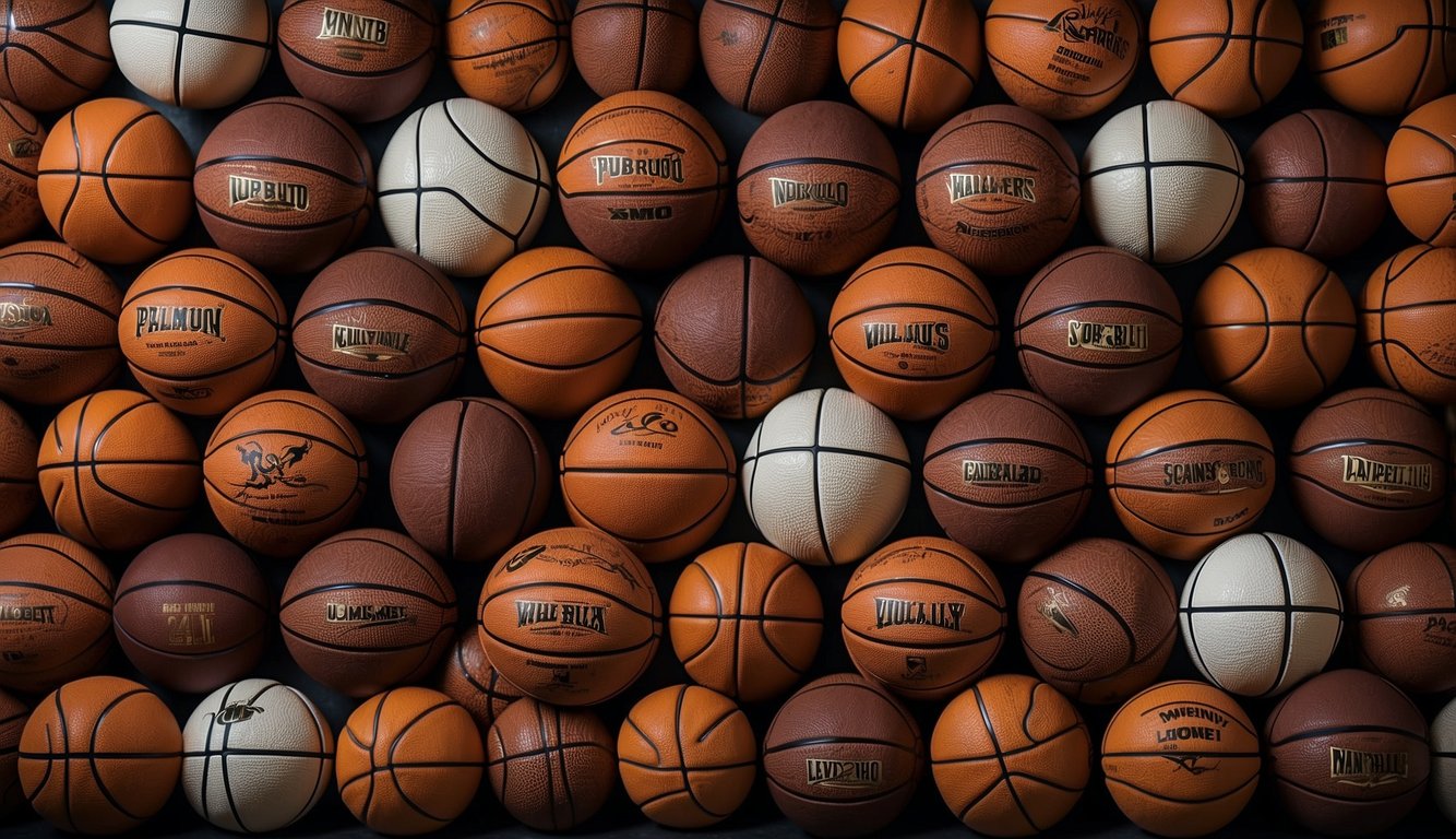 A display of various basketballs from top brands, showcasing sizes and features