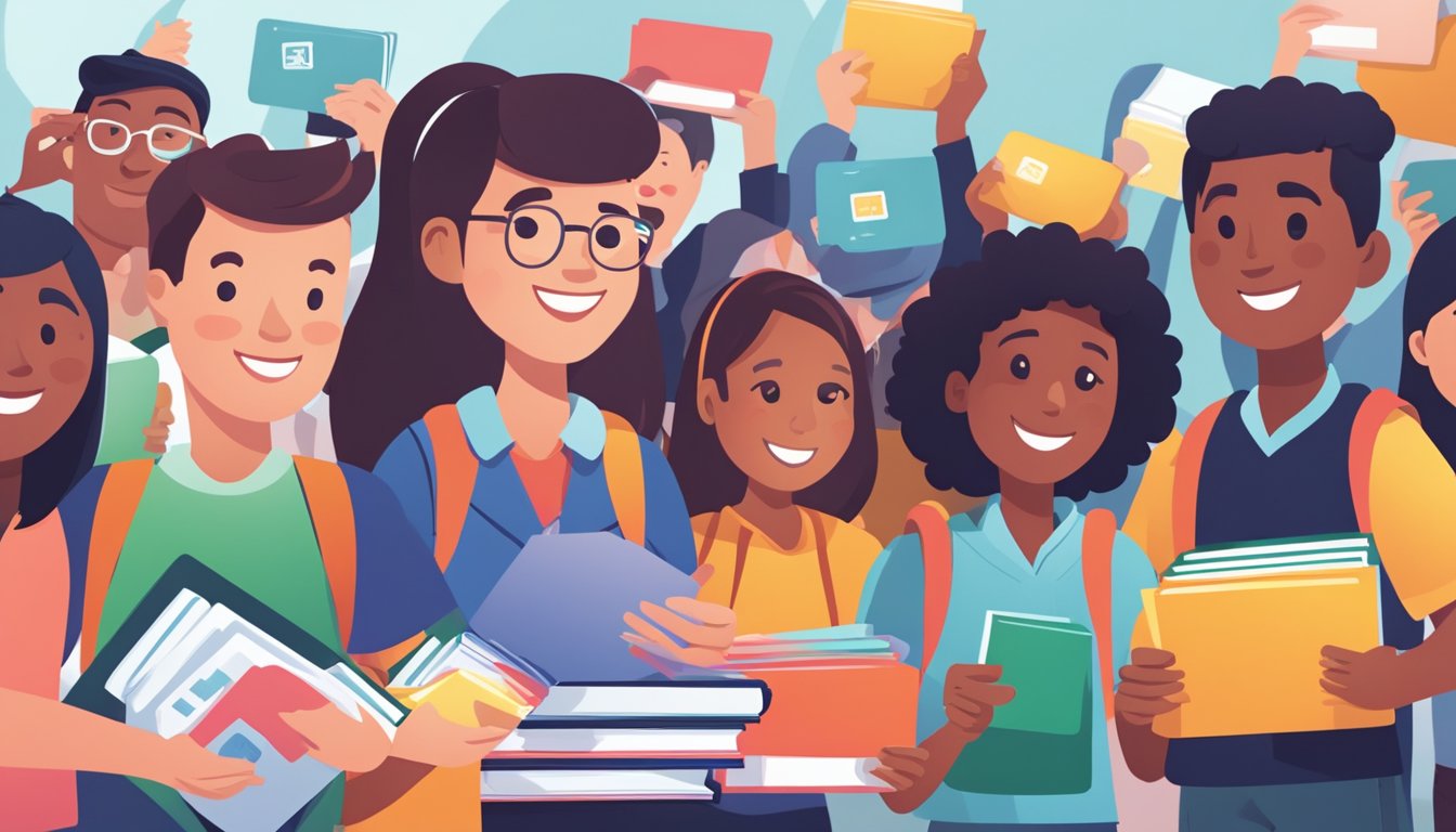 Tuition Hero: The Ultimate Guide to Saving Money on Education in Singapore A stack of FAQ cards with "Tuition Hero" logo, surrounded by diverse students smiling and holding textbooks