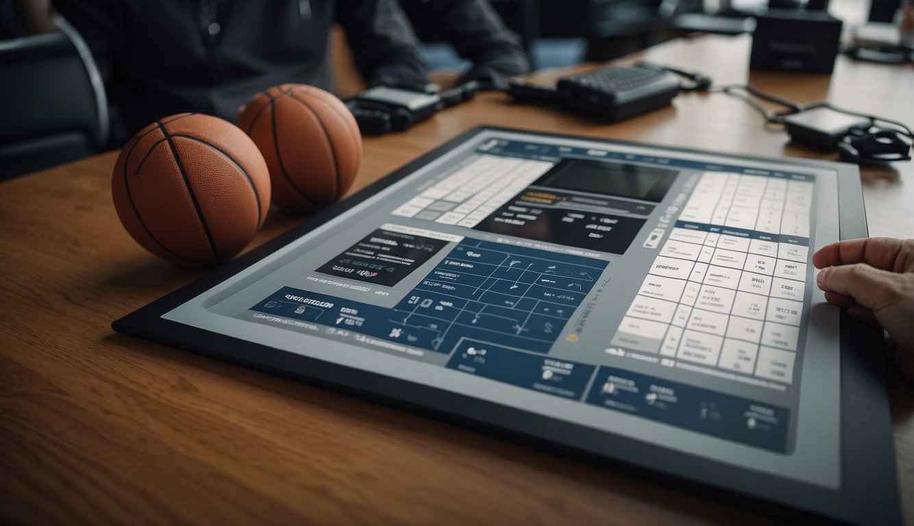 A basketball checklist is laid out with new technology and innovation items before the first game