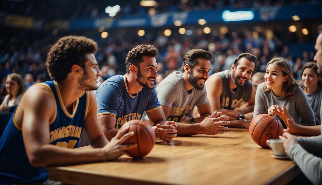 People engaging in basketball trivia, connecting with the community