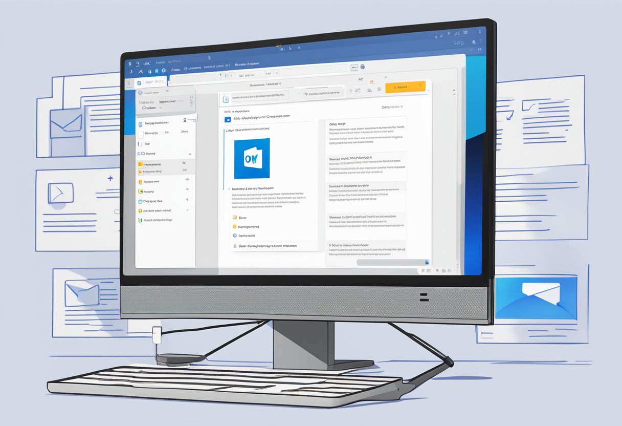 A computer screen displaying Outlook's interface with an email open. The reply button is highlighted, and there are visible attachments below the email body