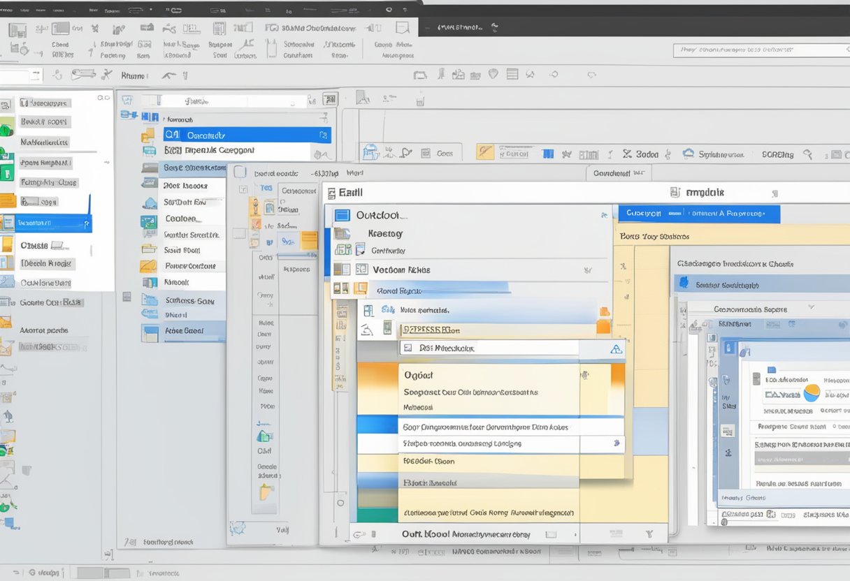 A computer screen displaying Outlook inbox with emails grouped. A cursor clicks on the "View" tab and ungroups the emails