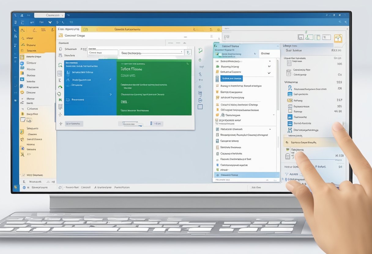 A computer screen displaying the new Outlook for Windows, with a user clicking on settings and navigating to the option to switch back to the old version