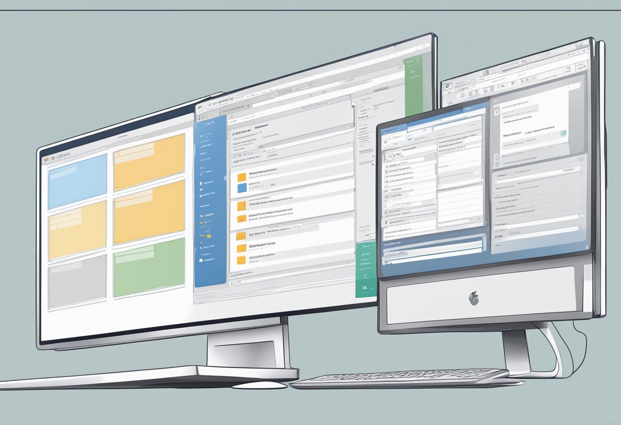 A computer screen with the Outlook application open, showing the process of setting up and sharing contact lists