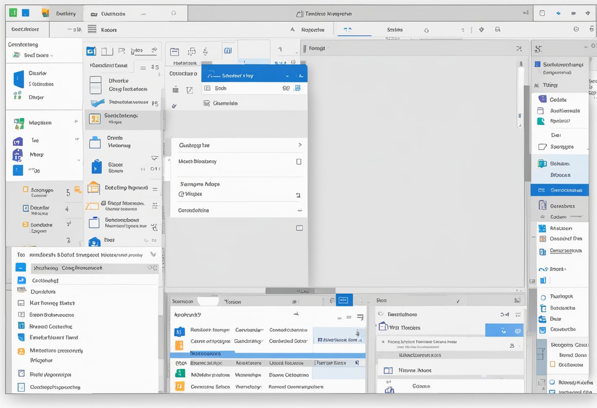 Outlook interface with dark theme activated, featuring inbox, calendar, and settings icons. Text reads "Setting Up Dark Mode in Outlook."