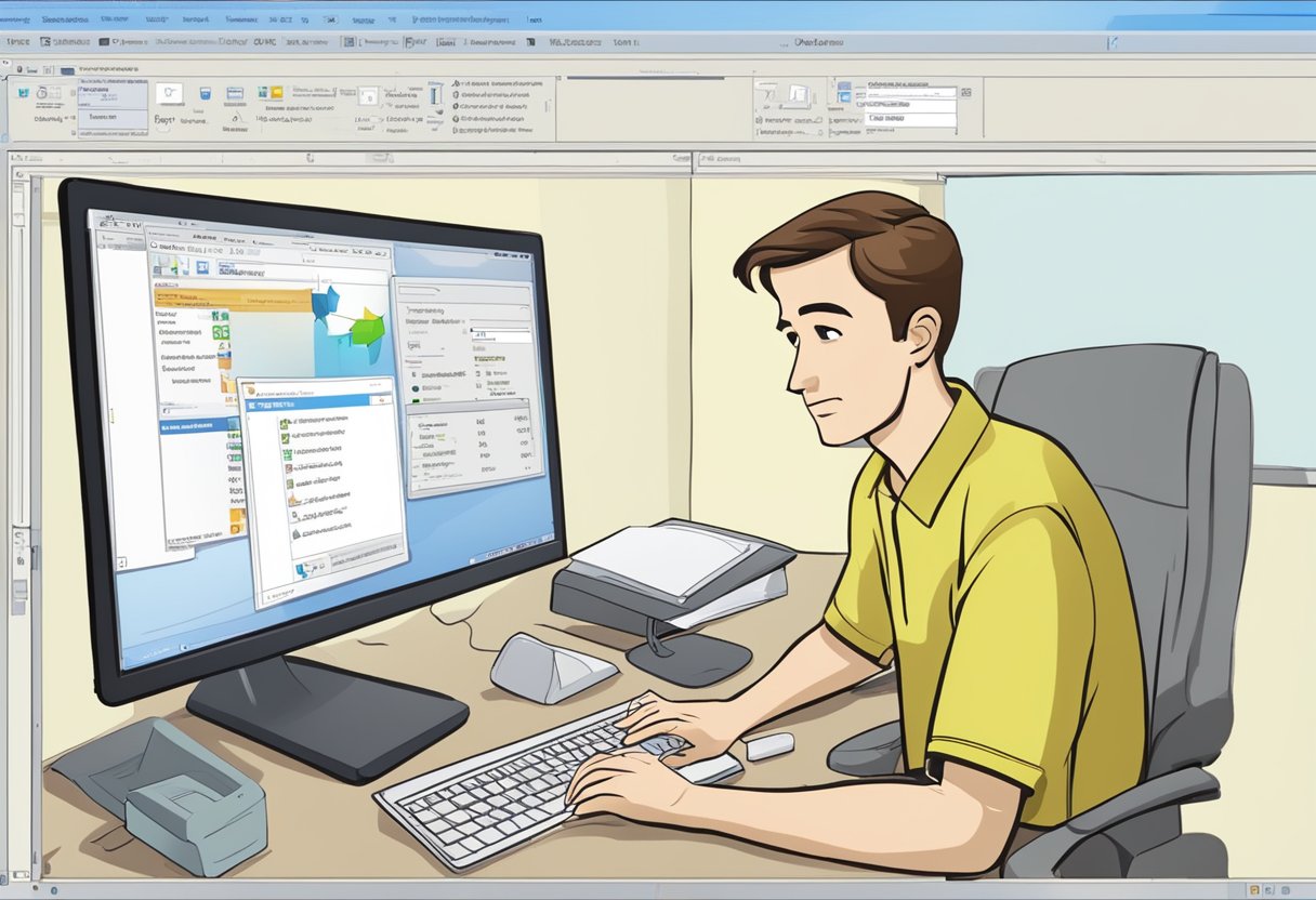 A computer screen displaying an Outlook profile configuration window with a puzzled expression on the user's face as they wonder why their sent mail is not showing in Outlook