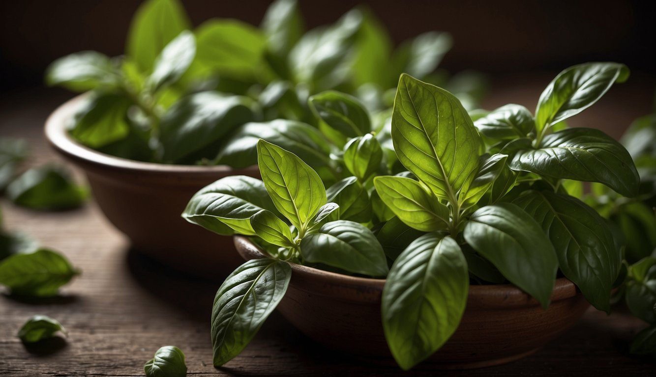 Basil leaves emit a sweet, slightly peppery aroma, while holy basil leaves have a more pungent, clove-like scent. The colors of the leaves are also different, with basil being a vibrant green and holy basil having a darker,