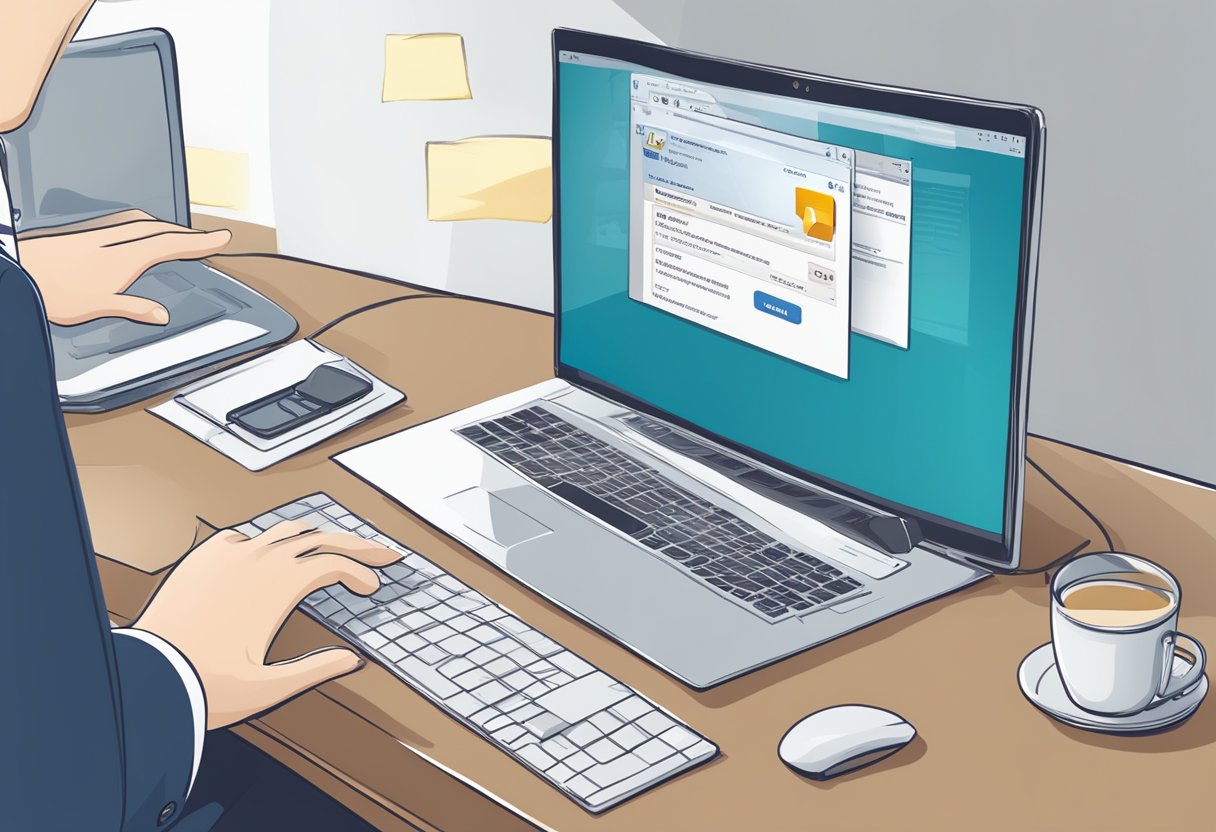 A computer screen with an open Outlook email interface. A "phishing" button is being added to the toolbar, with a dropdown menu for reporting suspicious emails