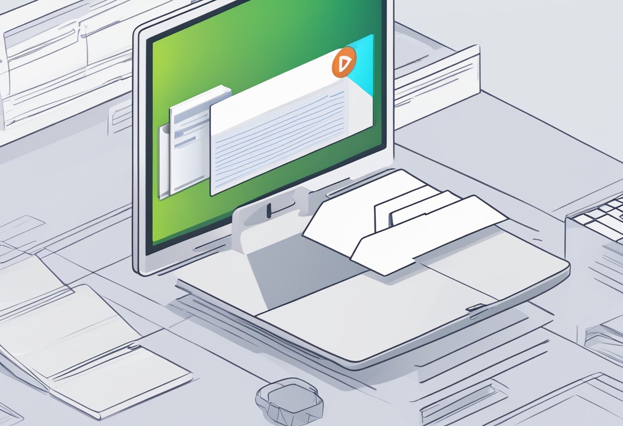 A computer screen displays the Outlook mailbox interface with an email selected, showing the folder it is located in. The cursor hovers over the folder name, ready to click and view its contents