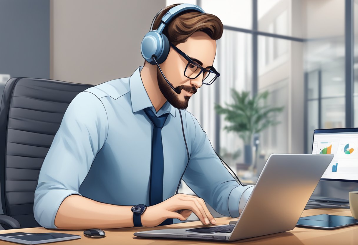 A customer service representative uses digital tools to assist a client, showcasing the impact of technology on customer service in the digital era