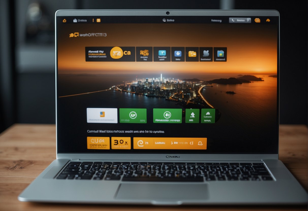 A computer screen displays positive reviews and social media posts, while negative comments are being removed by a hand with a delete button