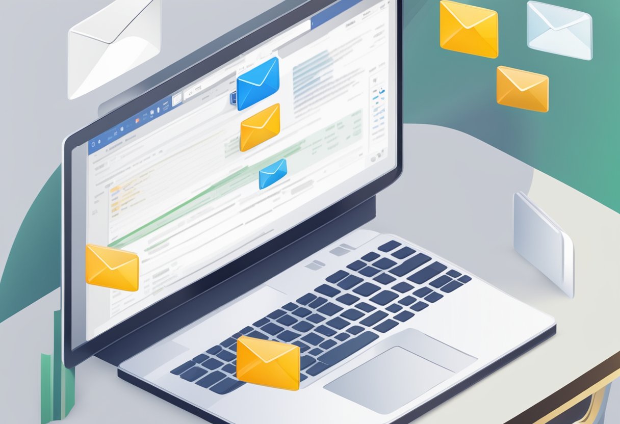 A computer screen with an open email inbox, highlighting the option to mark an email as high priority in Outlook