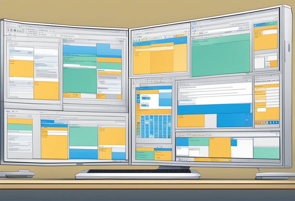 A computer screen displaying Outlook with multiple windows open, a user organizing and customizing the layout for optimal efficiency