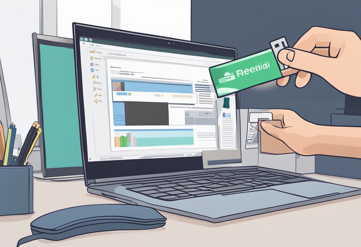 A computer screen with a "File too large" error message. A hand holding a USB drive next to a computer. An email with a large attachment being rejected