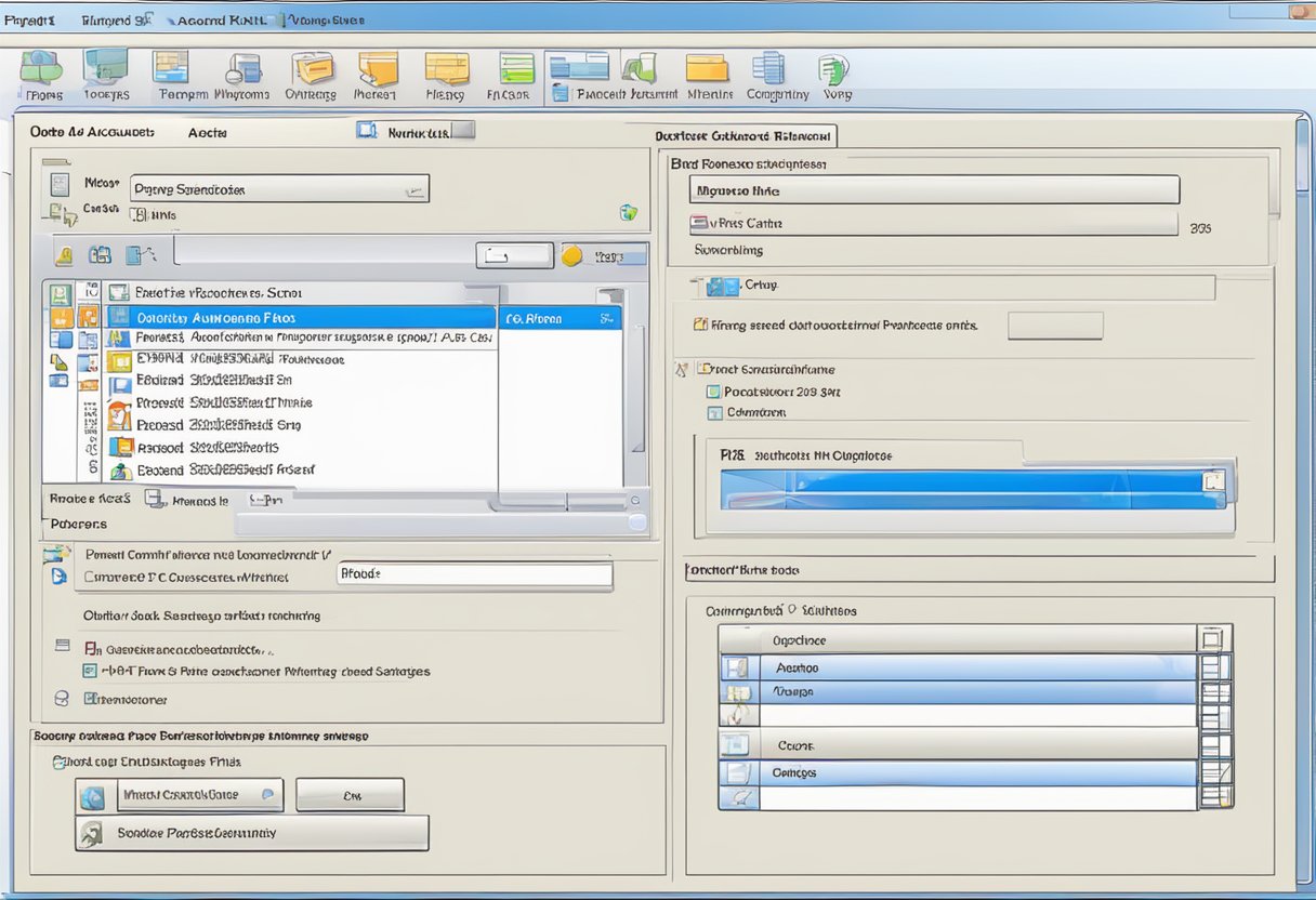 Outlook 2010 interface with "File" tab open, "Account Settings" selected, "Data Files" tab displayed, and "Add" button highlighted for creating a new PST file