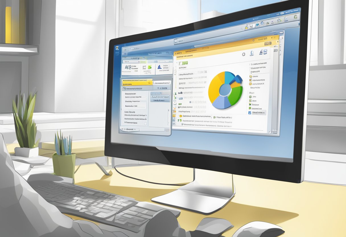 A computer screen displaying the "Outlook 2010" interface with a cursor hovering over the user profile name, ready to be edited