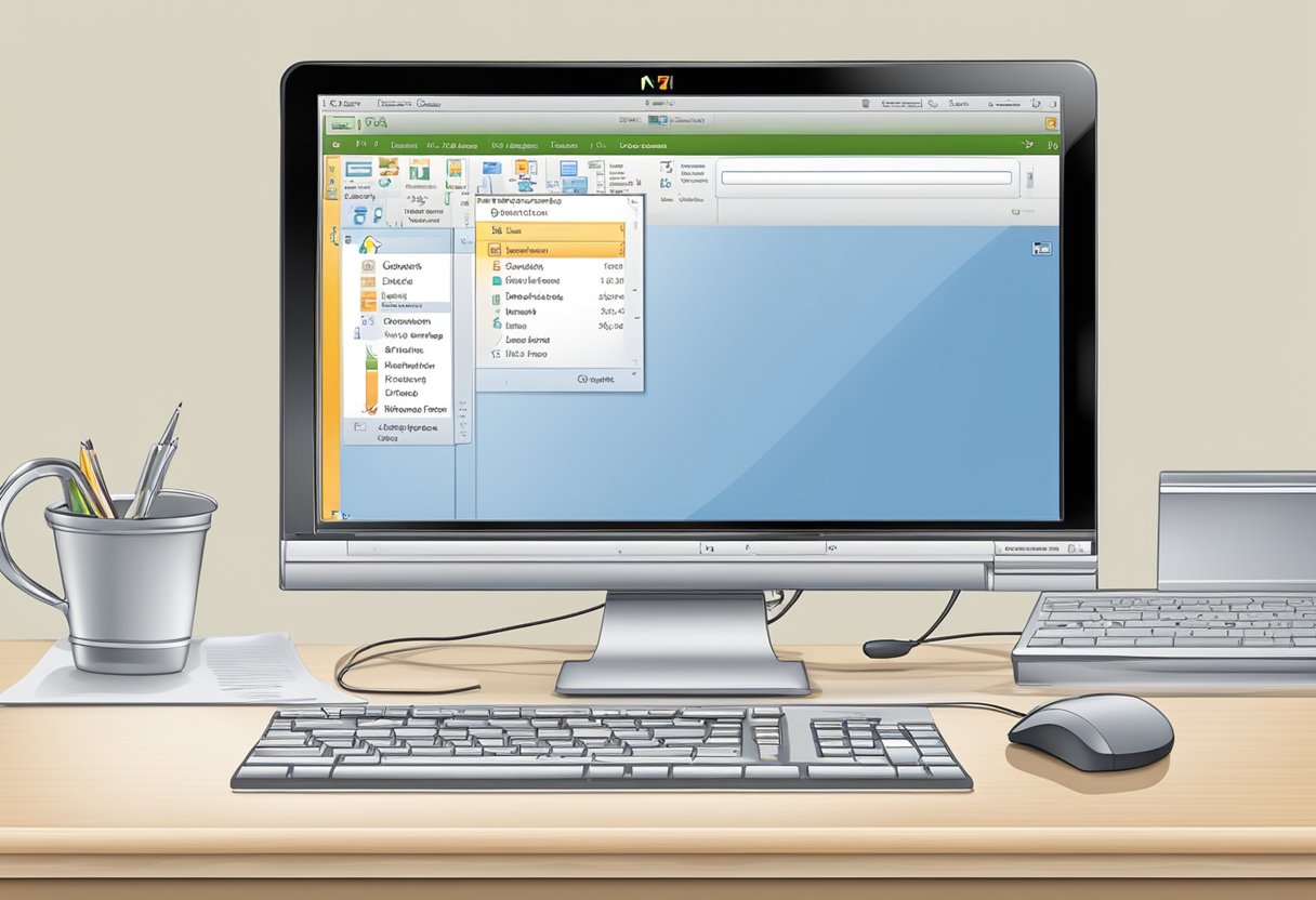A computer screen displaying the Microsoft Outlook 2010 interface with a cursor hovering over the "Refresh" button in the toolbar